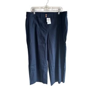 J. Jill Linen Stretch Wide Leg Crop Navy Blue Pant NEW XL